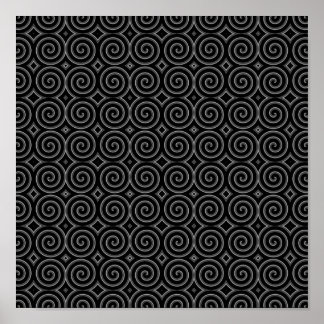 Affiches Design élégant, noir et blanc en spirale.