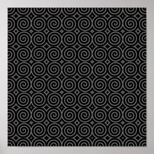 Affiches Design élégant, noir et blanc en spirale. (Devant)