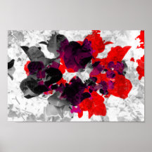 Design floral Abstrait - rouge et violet sur blanc