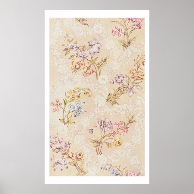 Affiches Design floral avec pivoines, lys et roses pour S (Devant)