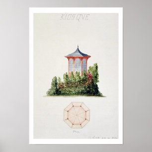 Affiches Design for a pavilion in simplified oriental style