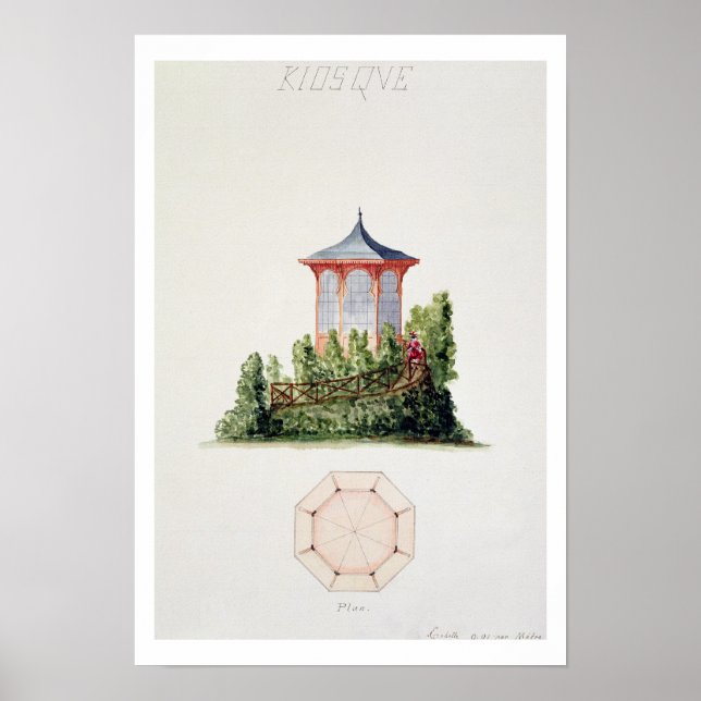 Affiches Design for a pavilion in simplified oriental style (Devant)