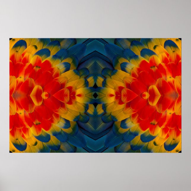 Affiches Design Kaleidoscope Scarlet Macaw (Devant)