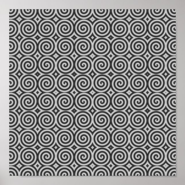 Affiches Design noir et blanc. Motif de Spirals. (Devant)