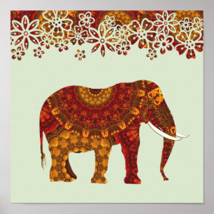 Affiches Design orné d'éléphants indiens décorés