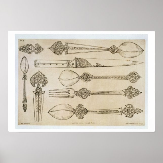 Affiches Design persan pour la coutellerie d'argent ordinai (Devant)