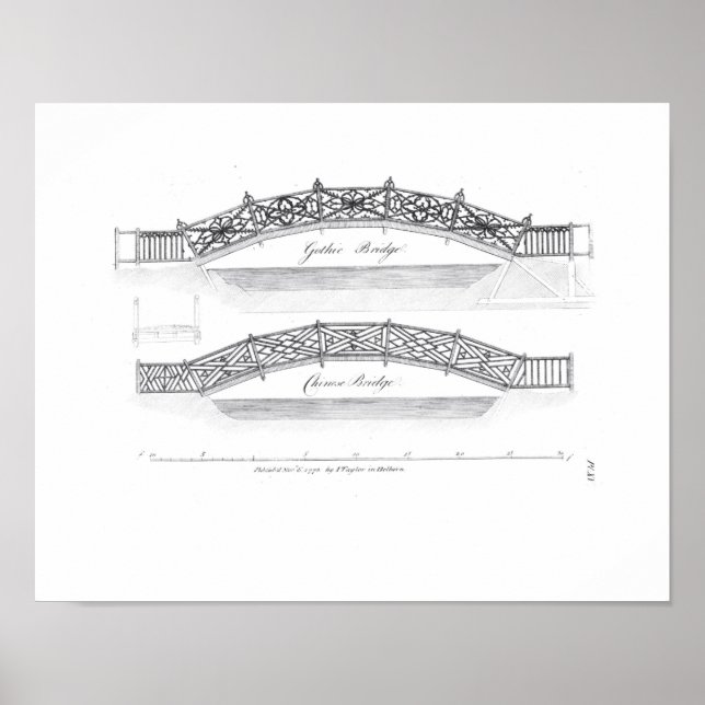 Affiches Designs for garden bridges, published 1773 (Devant)