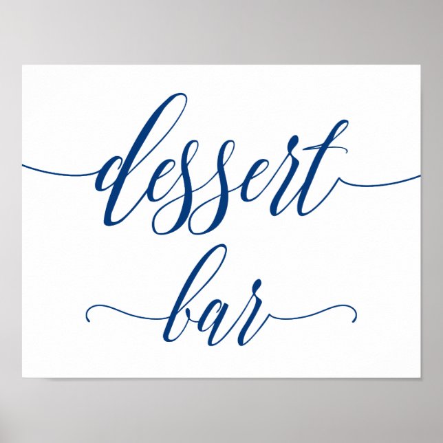 Affiches Dessert Bar Mariage Connexion Navy Blue Calligraph (Devant)