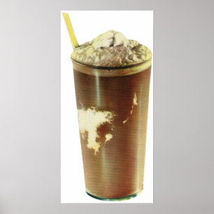 Affiches Dessert Vintage, Milk-Shake au Chocolat et Crème F