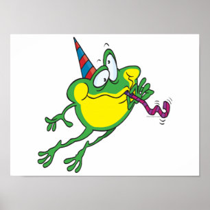 Affiches dessin animé de la grenouille de fête