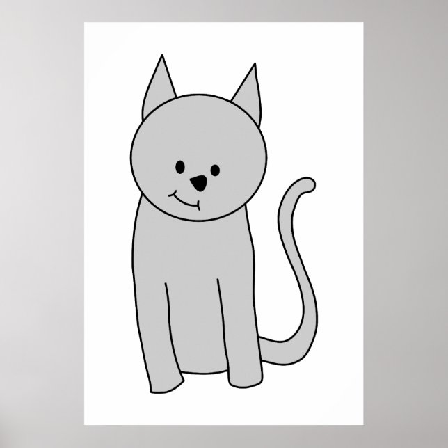 Affiches Dessin de chat gris. (Devant)