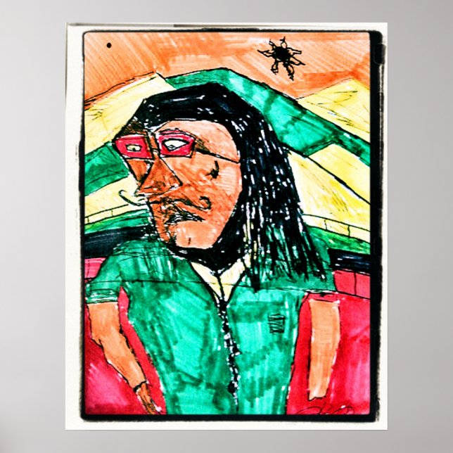 Affiches Dessin de profil de lecture (Devant)