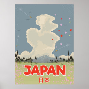 Affiches Dessin de style vintage de Japan Mount Fiji