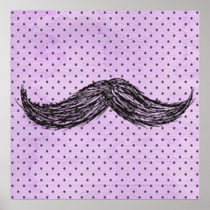 Affiches Dessin   drôle de moustache avec le pois pourpre