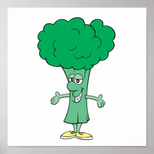 Affiches dessin humoristique de brocoli idiot