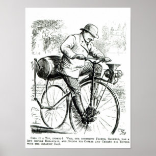 Affiches Dessin humoristique sur les premiers jours des vél