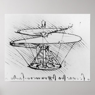 Affiches Détail de la conception d'une machine volante, c.1