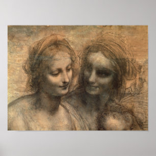 Affiches Détail des chefs de la Vierge et de Sainte-Anne