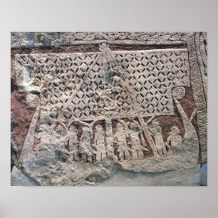 Affiches Détail d'une pierre représentant un Viking