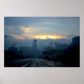 Affiches Detroit Cityscape - Eerie Saturday Morning