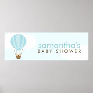 Affiches Deux bébés dans un ballon vert à air chaud