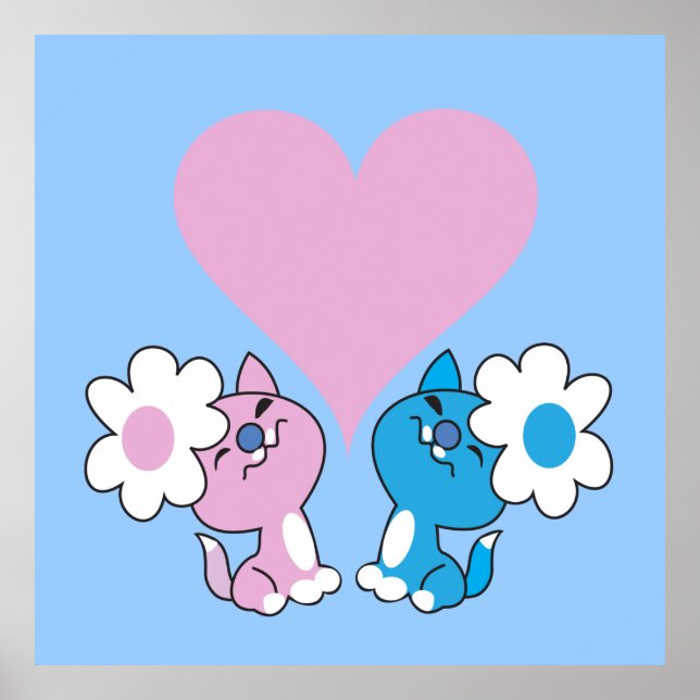 Affiches Deux chatons amoureux (Devant)
