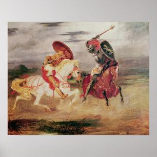 Affiches Deux chevaliers combattant dans un paysage, c.1824