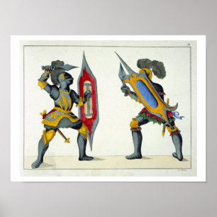 Affiches Deux chevaliers combattant, plat 'd'une histoire