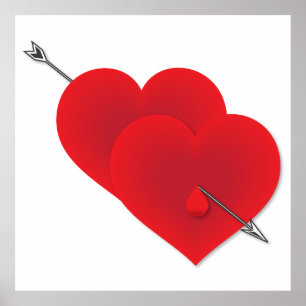 Affiches Deux coeurs rouges