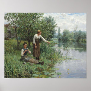 Affiches Deux femmes pêchant l'affiche - chevalier de