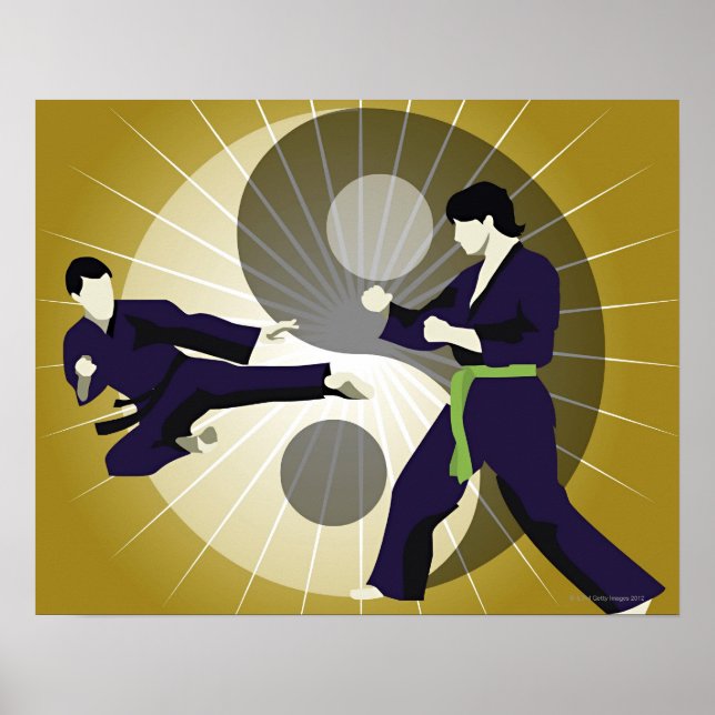 Affiches Deux hommes en arts martiaux devant un (Devant)