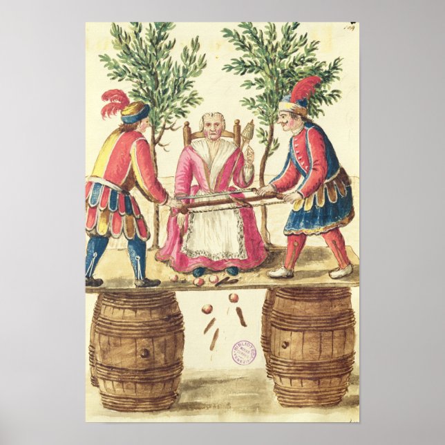Affiches Deux magiciens vénitiens scient une femme en deux (Devant)