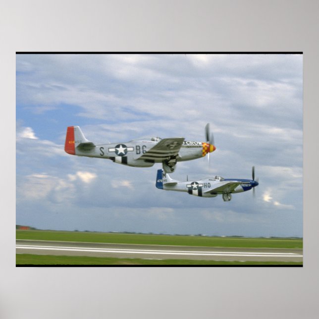 Affiches Deux Mustangs P51 Volant Par._Avions 2ÈME GUERRE M (Devant)
