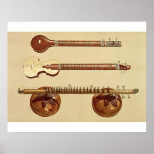 Affiches Deux sitar et un vina de rudra, Indien, de