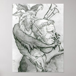 Affiches Devil Playing Man's Head as a Saxophone, 1144