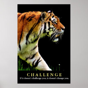 Affiches Devis du défi du tigre motivationnel