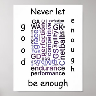 Affiches Devis Motivationnel De Netball Word Art