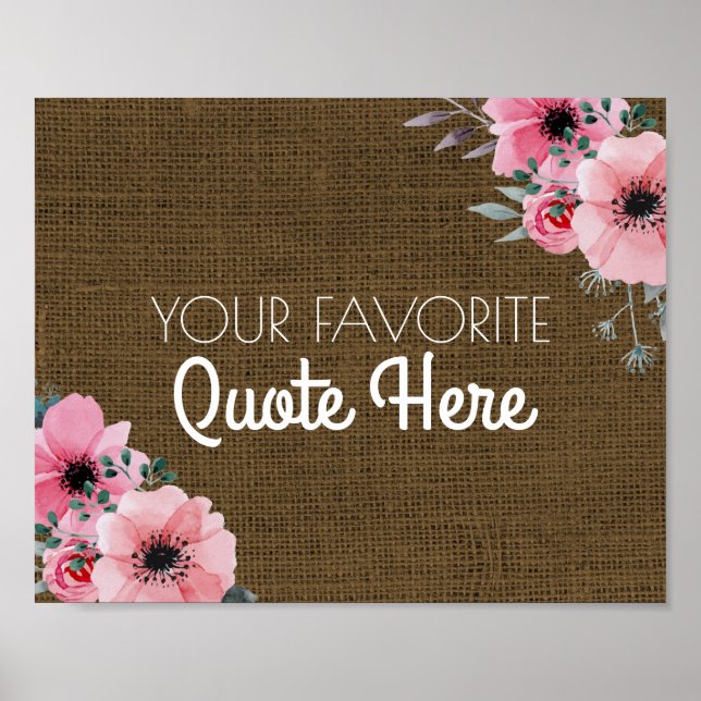 Affiches Devis personnalisé | Panneau Floral Rustique Burla (Devant)