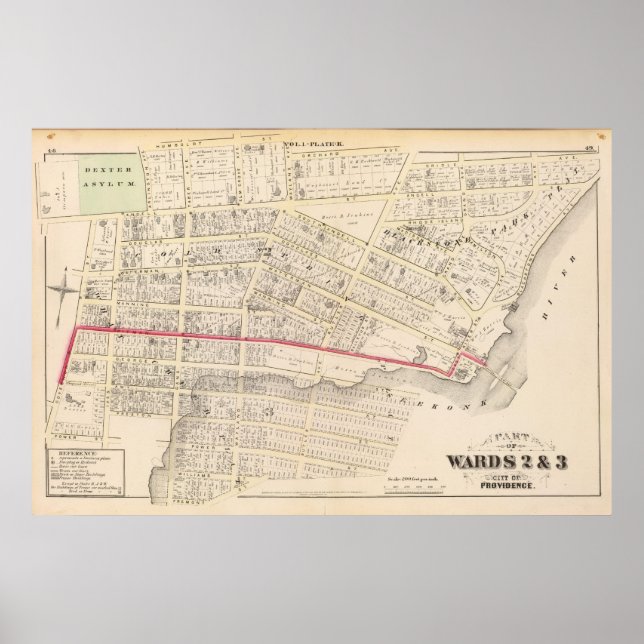 Affiches Dexter Asylum and Central Bridge Atlas Map (Devant)