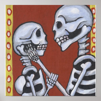 Affiches Dia de los Muertos Skeletons dans Love Canvas Impr