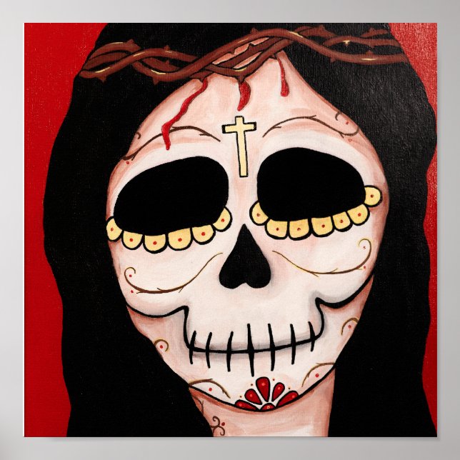 Affiches Dia de los Muertos Skeletons Jesus Imprimer (Devant)