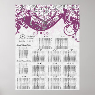 Affiches Diagramme de siège pourpre Damas Alphabétique