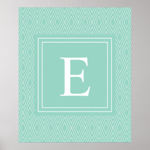 Affiches Diamants vintages Blanc Turquoise Turquoise