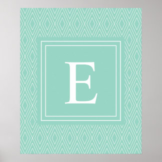Affiches Diamants vintages Blanc Turquoise Turquoise