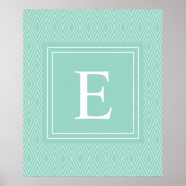 Affiches Diamants vintages Blanc Turquoise Turquoise (Devant)