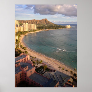 Affiches Diamond Head, Waikiki Beach, Hawaii