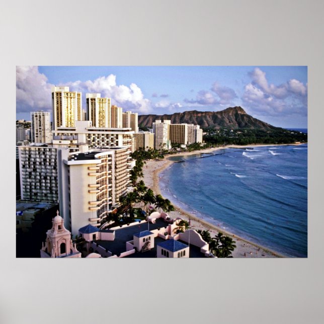 Affiches Diamond Head - Waikiki Beach, Oahu (Devant)