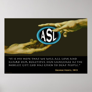 Affiches Dieu A Donné ASL Aux Personnes Sourdes (36"x24")