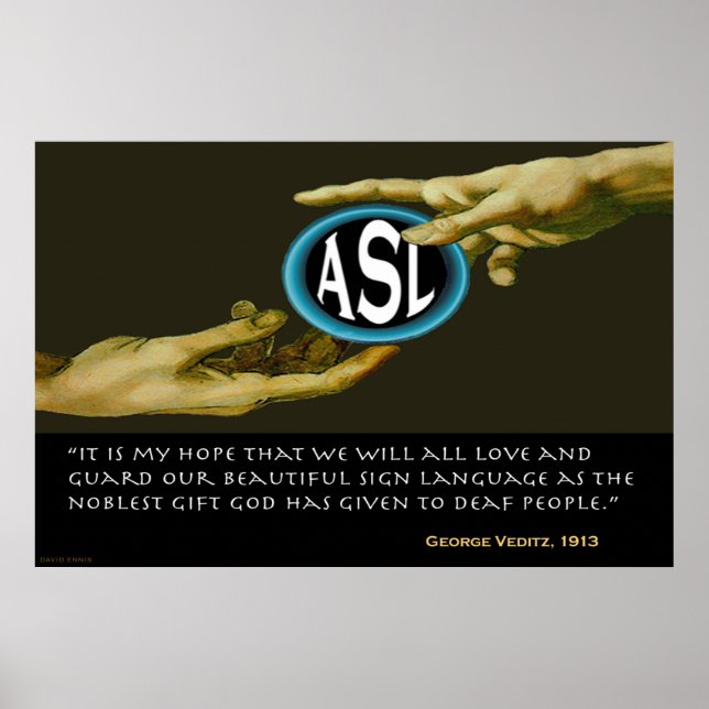 Affiches Dieu A Donné ASL Aux Personnes Sourdes (36"x24") (Devant)