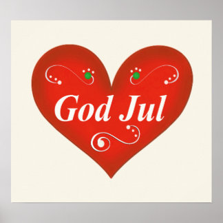 Affiches Dieu scandinave Jul Coeur de Noël